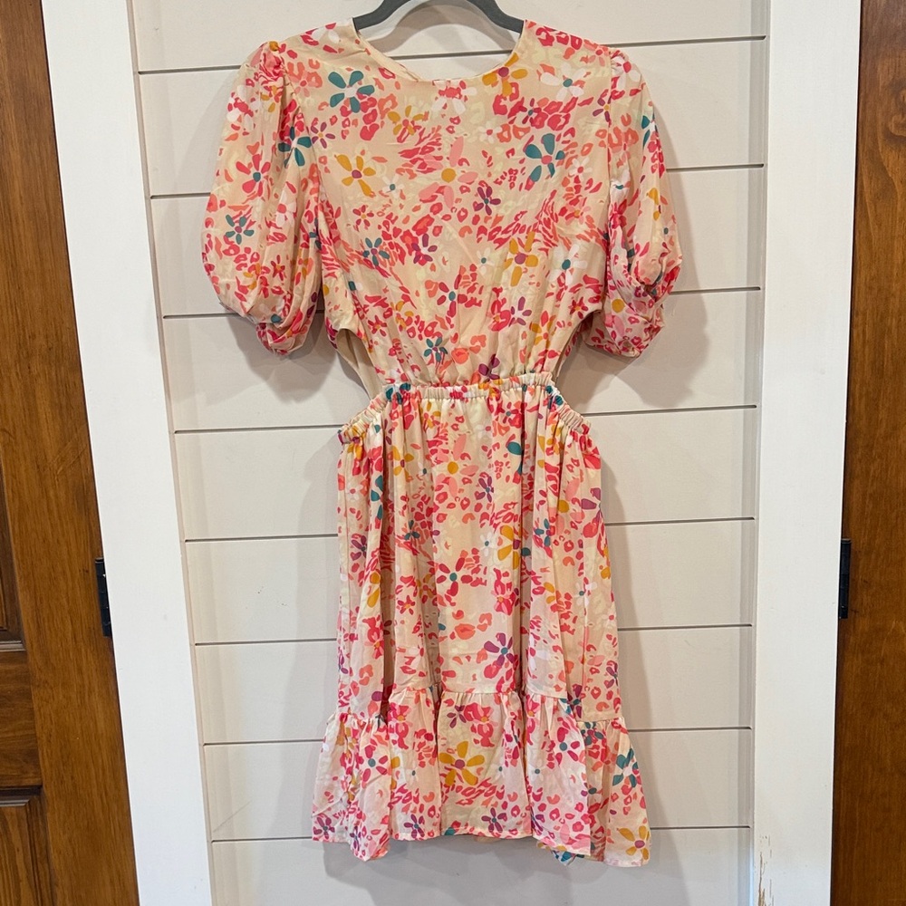Umgee Floral Dress Side Cutouts